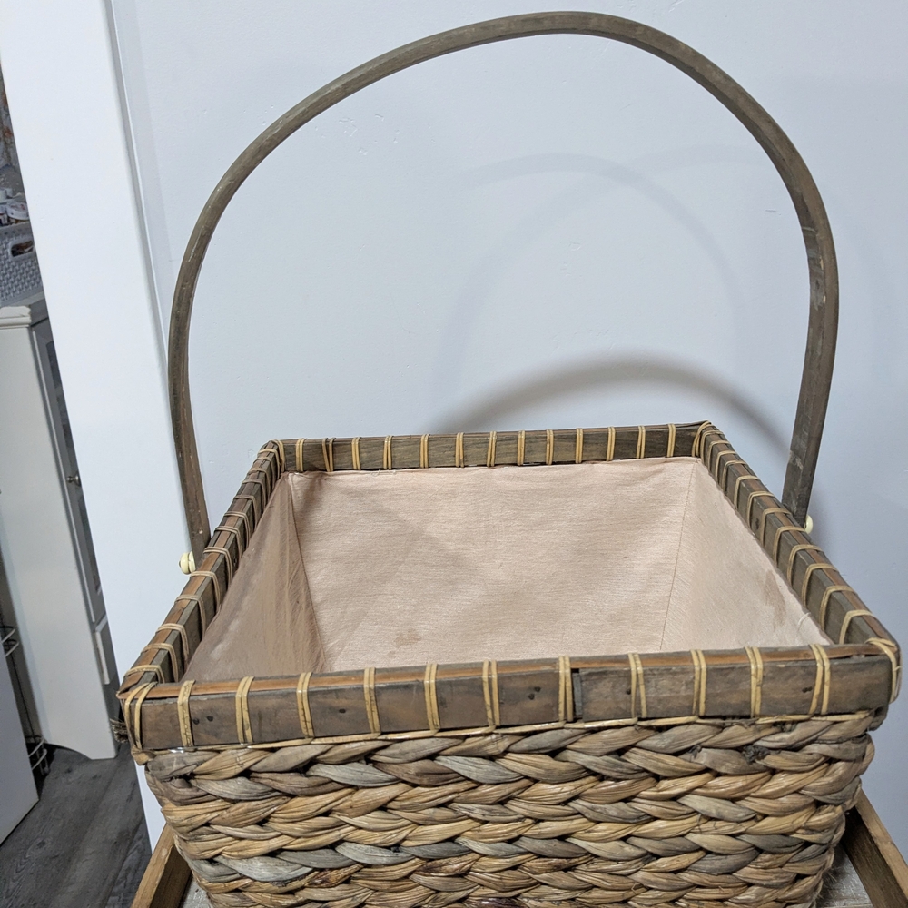 Rustic Woven Basket with Handle